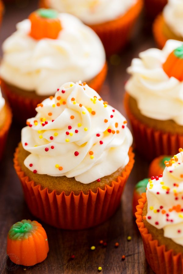 Pumpkin Cupcakes with Cream Cheese Frosting