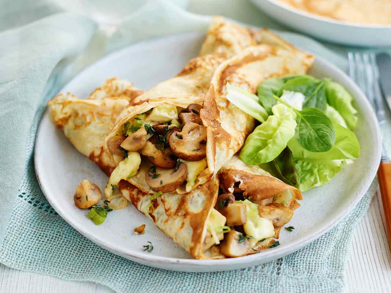 Garlic, Mushroom and Feta Pancakes